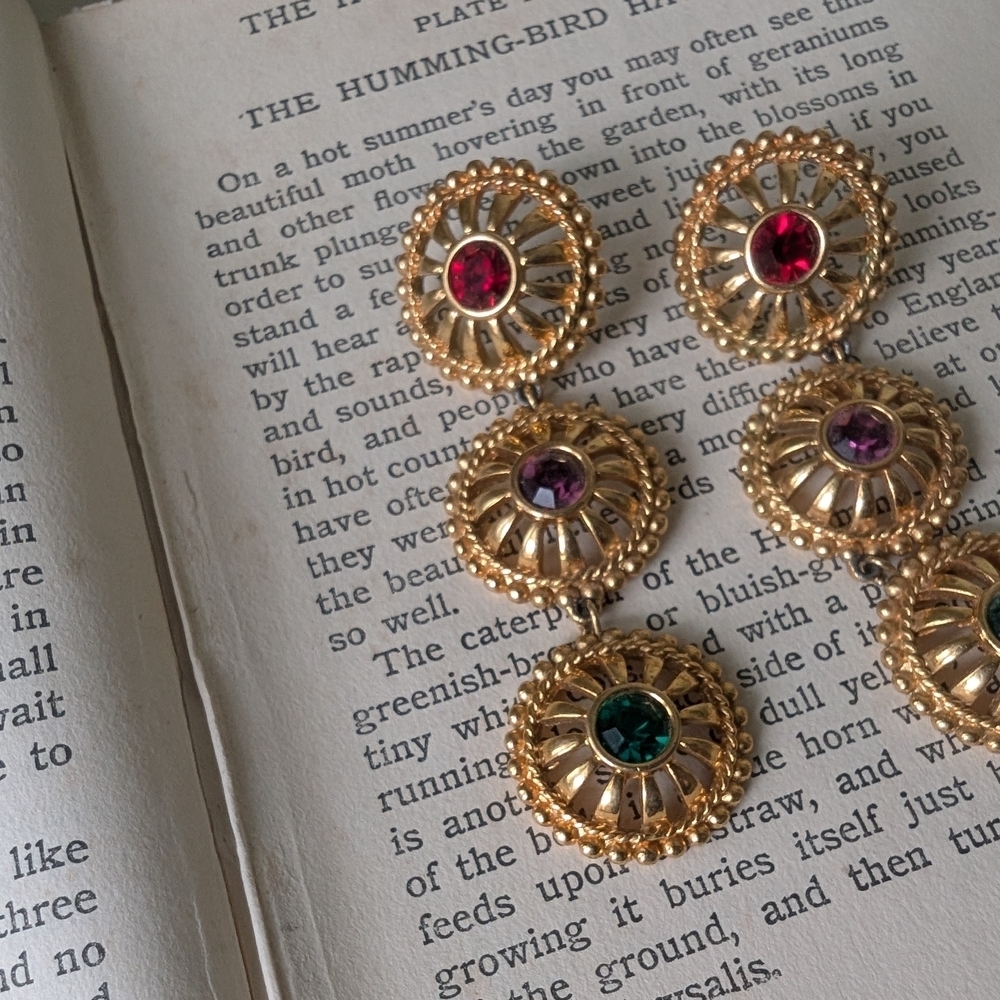 Vintage Swarovski Gold and Gemstone Earrings - Picture 9 of 10